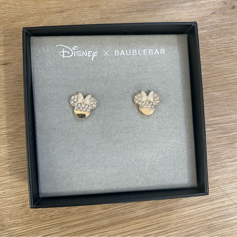 Disney x Baublebar Minnie Mouse 18K Gold Plated Silver Rhinestone Earrings